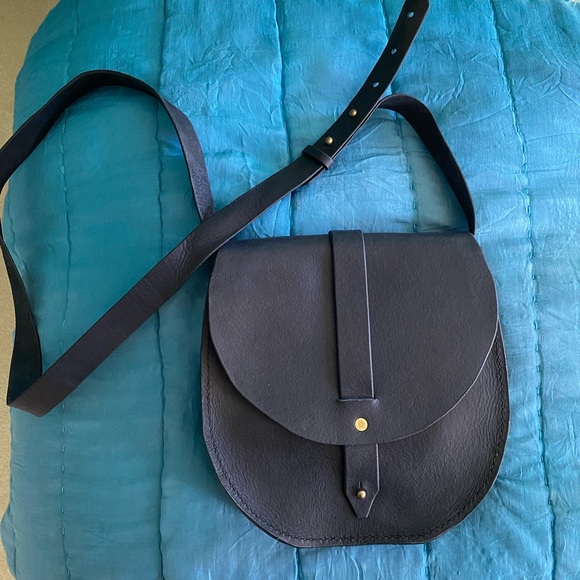 tribe alive Handbags - Tribe alive genuine leather crossbody saddle bag in navy blue. never used!